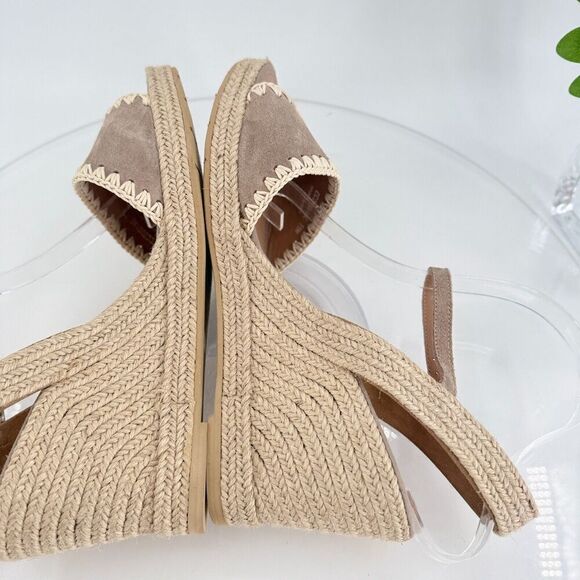 Aquatalia Jiliana Suede Stitch Wedge Espadrille Sandals Size 11 Waterproof Tan - Picture 9 of 15